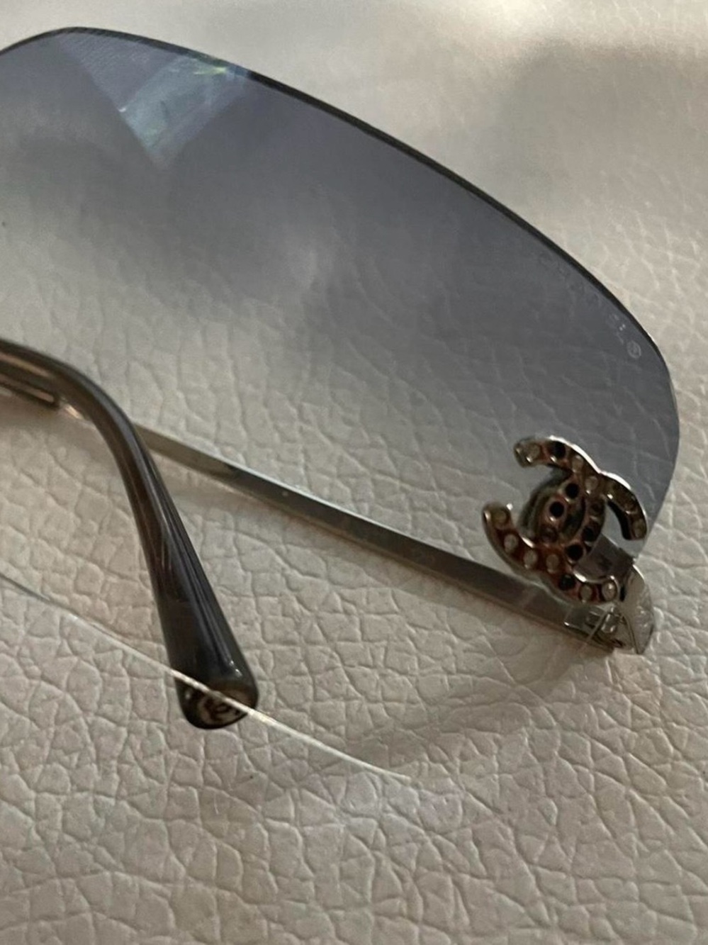 CHANEL Rimless 4017-D Sunglasses with Silver CC Rhinestone Accent